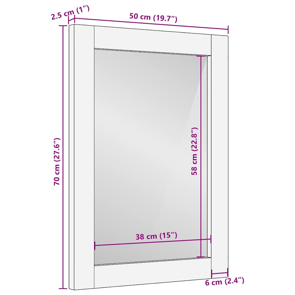 Bathroom Mirror With Mirror Brown 50 X 2.5 X 70 Cm